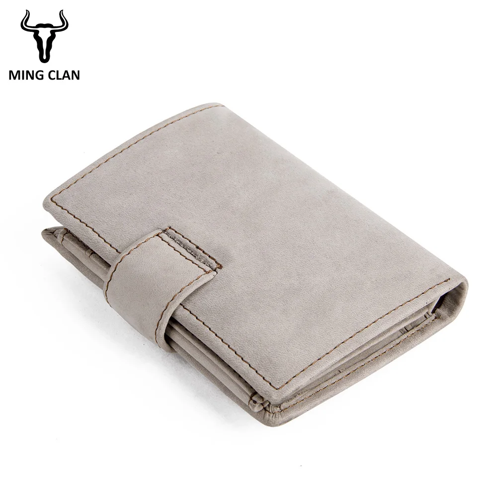 Винтажный Мужской бумажник Mingclan короткие кошельки из натуральной кожи