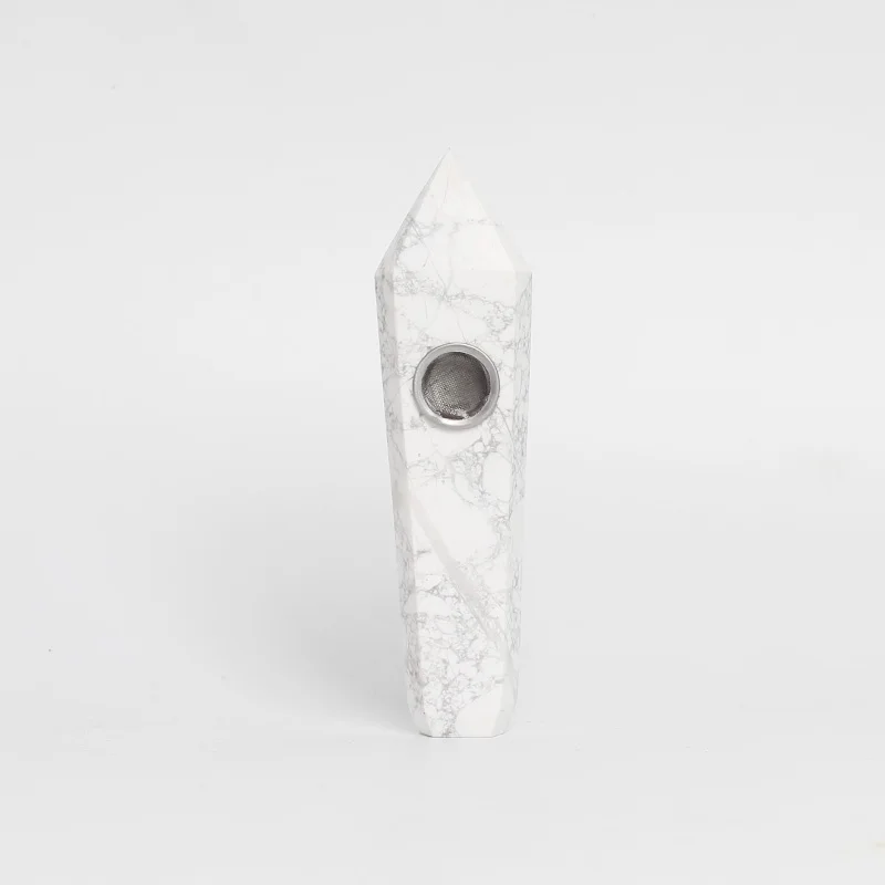 White Turquoise Натуральный кварц курительная трубка Кристалл Камень обелиск палочка ТОЧКА сигары трубы для курения Исцеление с металлическим фильтром 1 шт - Цвет: White Turquoise