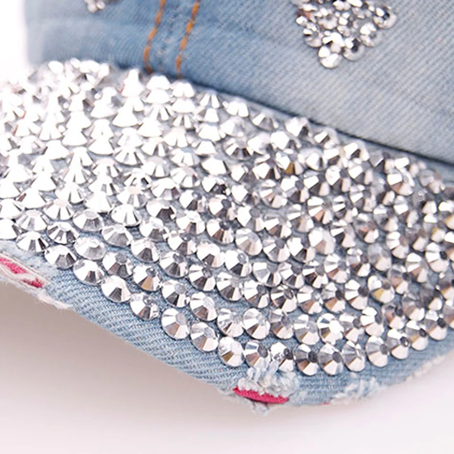 2018 летние блестящие ручные колпачки для женщин повседневные джинсовые бейсболки
