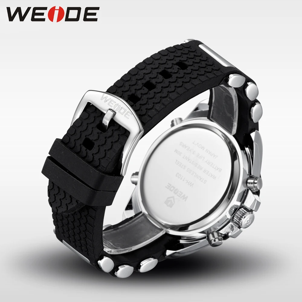 Мужские военные спортивные часы WEIDE Черные Водонепроницаемые Цифровые кварцевые