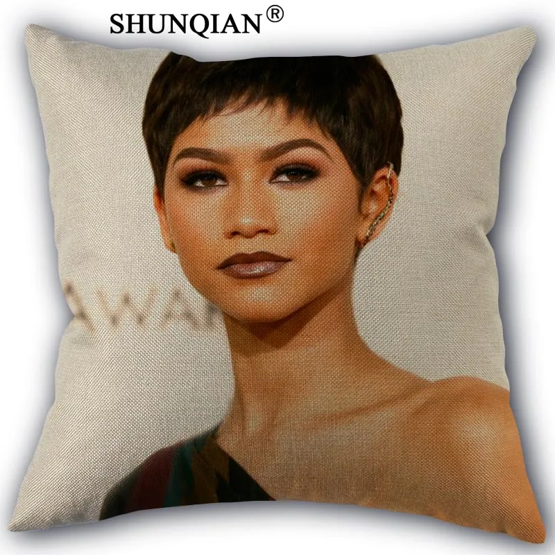Pillowcase Наволочка "Зендая" хлопковые льняные квадратные Наволочки на молнии уникальный дизайн настроить вашу картинку 45x45 см с одной стороны - Цвет: Pillowcase
