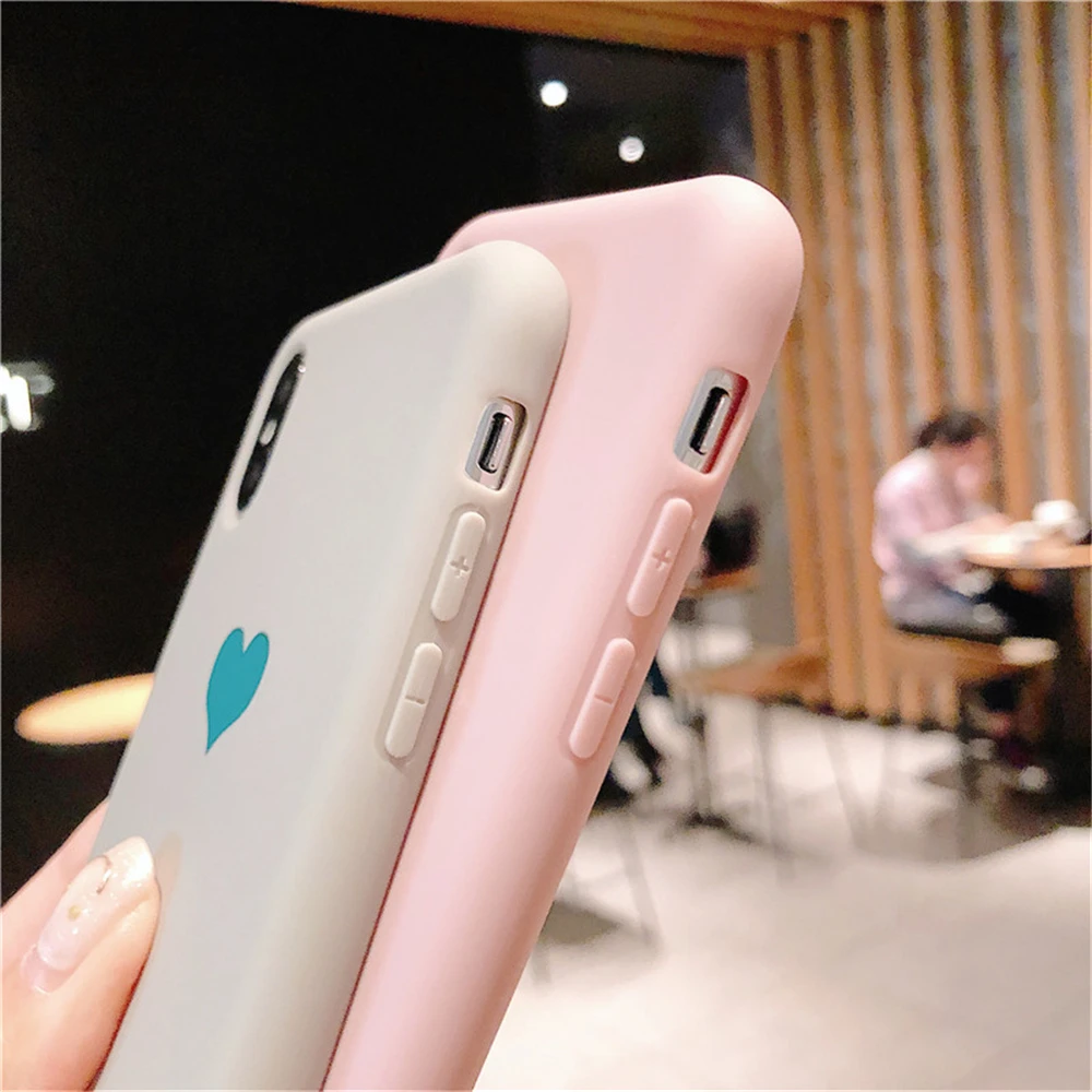 Простые милые Сердце Любовь жидкие силиконовый чехол для телефона iPhone X XS MAX XR