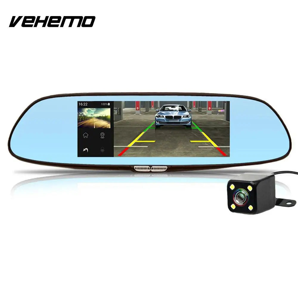 HD 1080 P вождения Регистраторы Dashcam Зеркало заднего вида gps Навигация Открытый петли