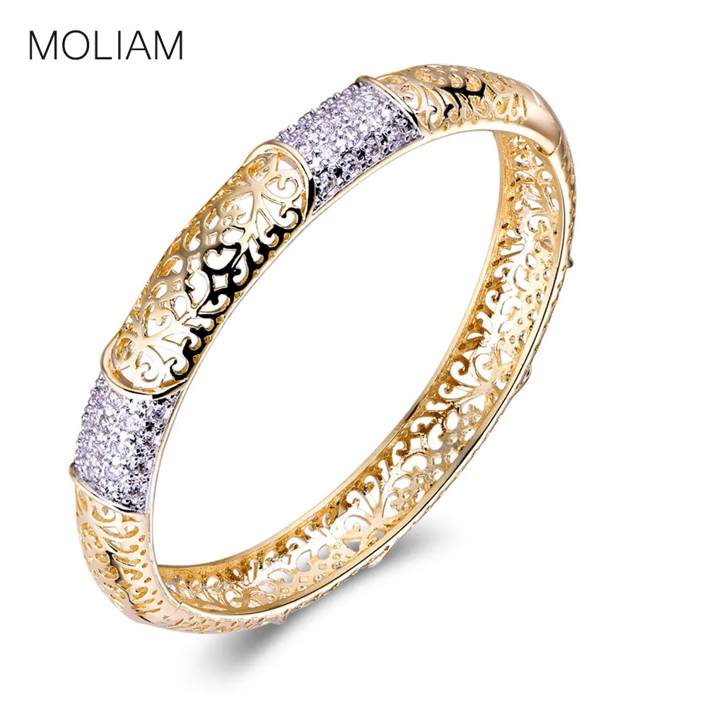 Женский браслет с отверстиями MOLIAM золотой фианитом MLZ016 2018|bangles fashion|fashion banglehollow