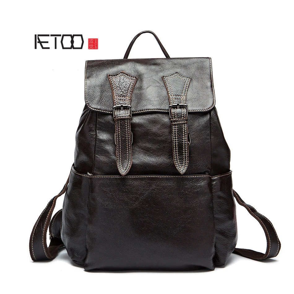 Мужская сумка на плечо AETOO из натуральной кожи в Корейском стиле ретро|backpacks