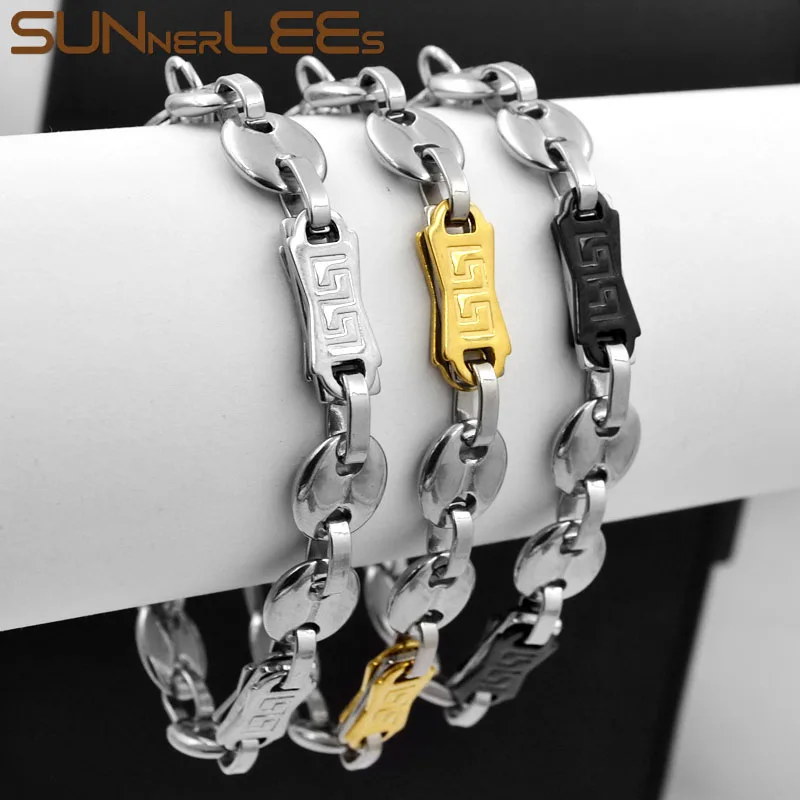 Браслет SUNNERLEES из нержавеющей стали 10 мм Геометрическая цепочка звеньев кофейных