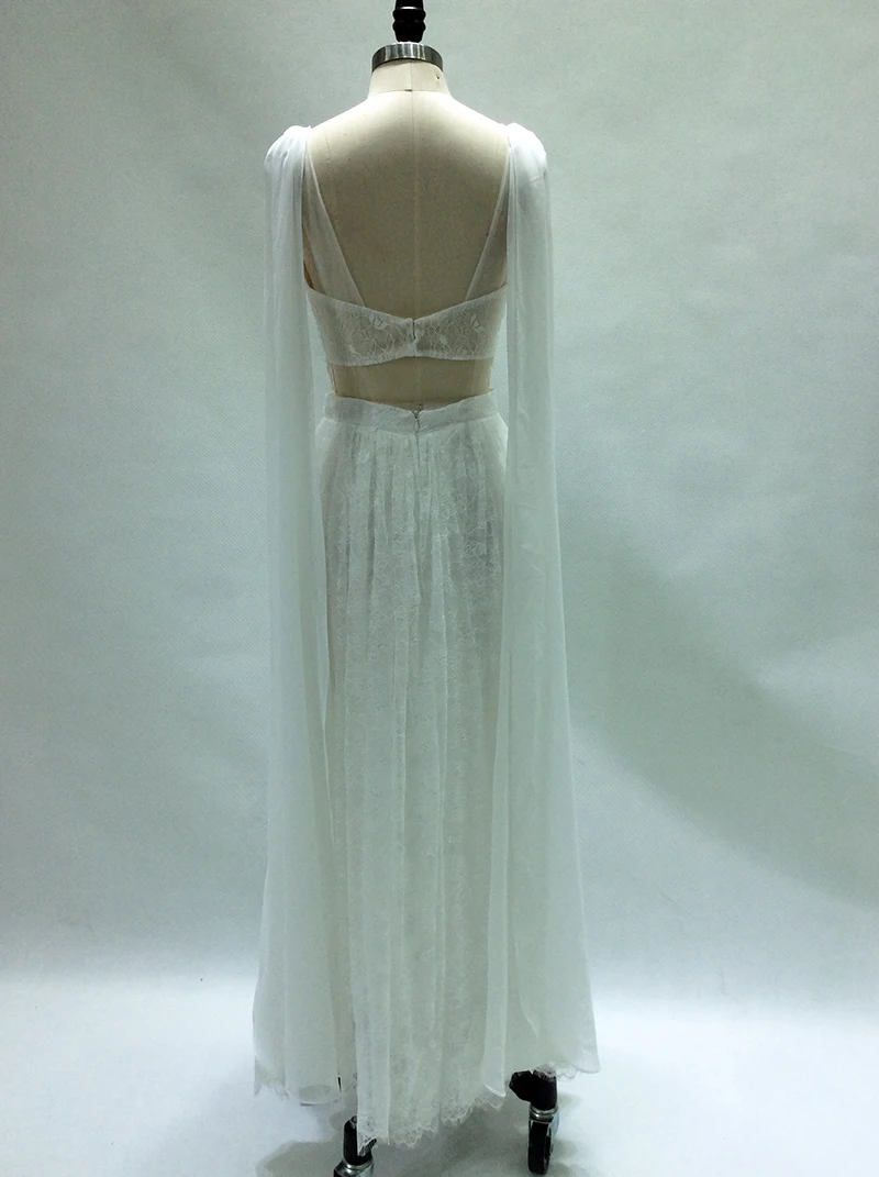 Сексуальное белое летнее пляжное свадебное платье 2 предмета 2018 кружевные ленты