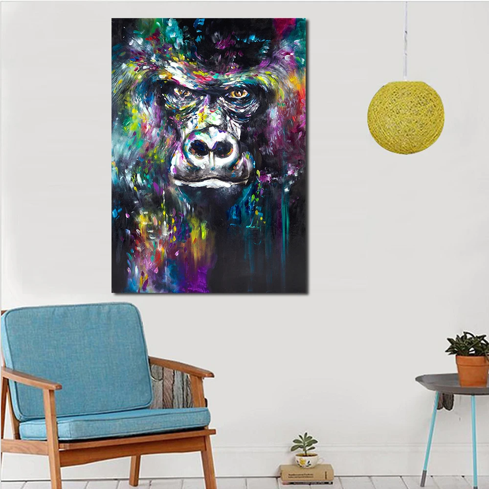 

JQHYART Frameless Pictures Gorilla Animal Oil Painting On Canvas Wall Paintings Wall Art for Living Room