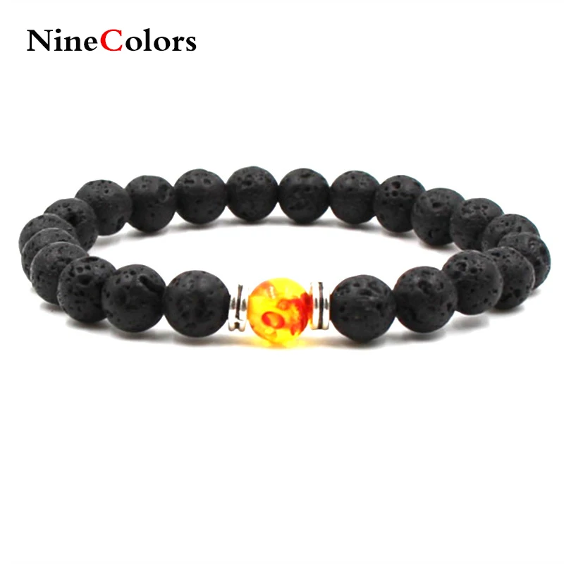 European and American new energy volcanic stone bracelet Chameleon yoga 8mm fine men women SL065 | Украшения и аксессуары