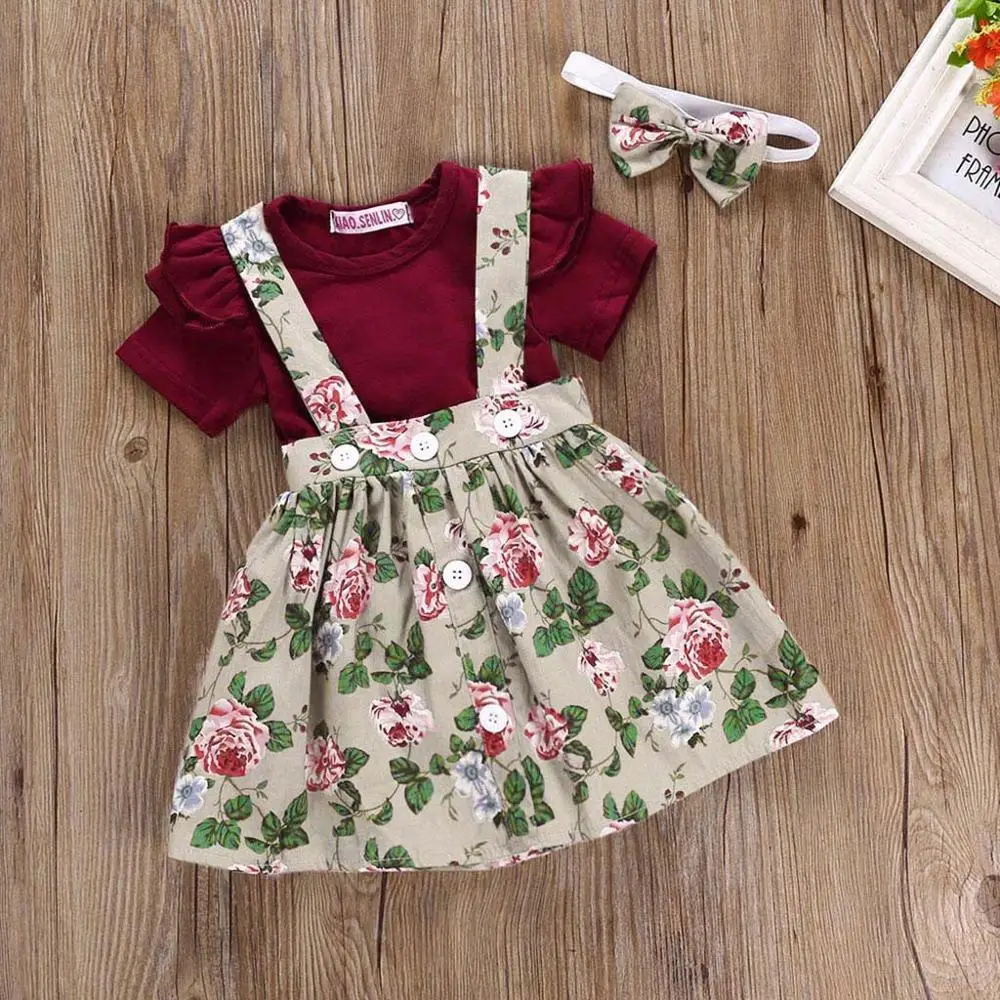 Комплект из 3 предметов Одежда для новорожденных девочек комбинезон юбка +