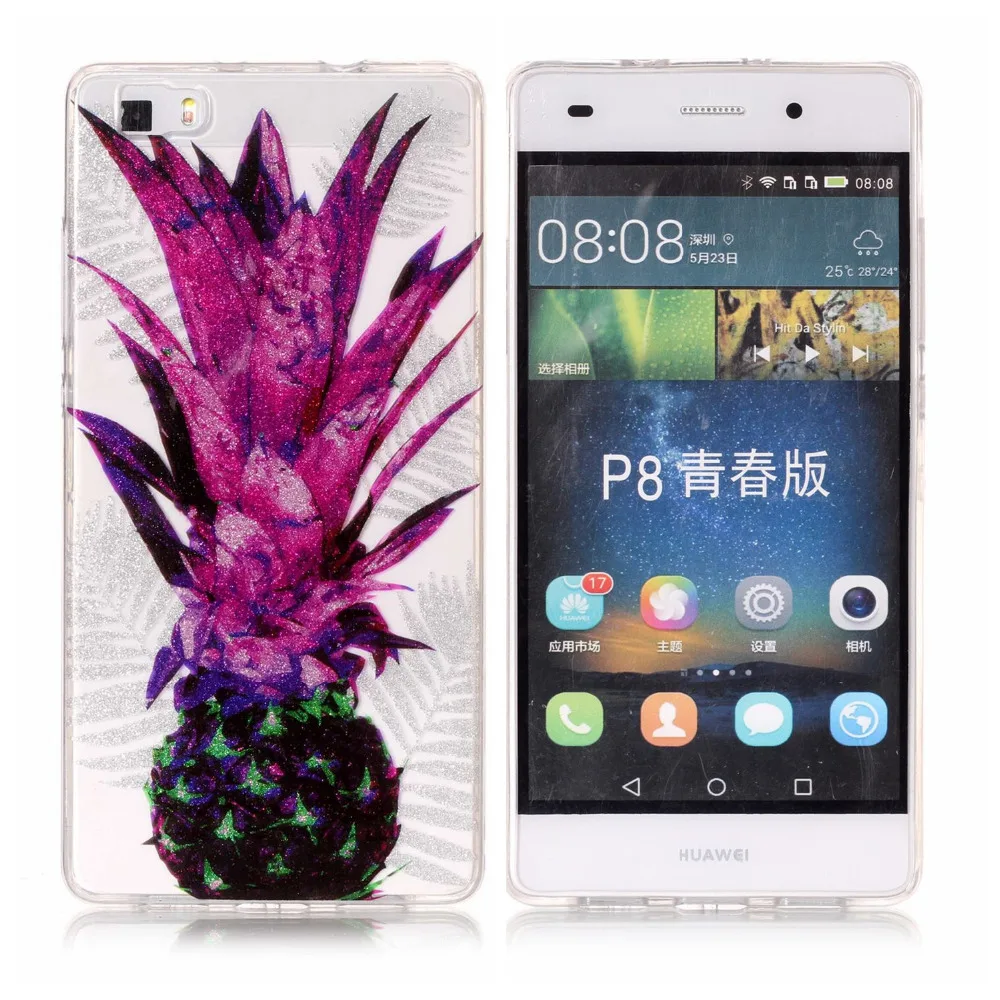 Exquisite pineapple patter soft tpu case For Huawei P8 Lite Cases Ascend mobile phone Fitted Case coque bags |