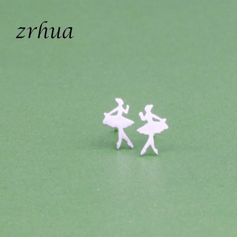 ZRHUA dancing Girls дизайнерские романтические ювелирные изделия 925 пробы серебряные Простые серьги-гвоздики для женщин элегантные свадебные ювелирные изделия Лидер продаж