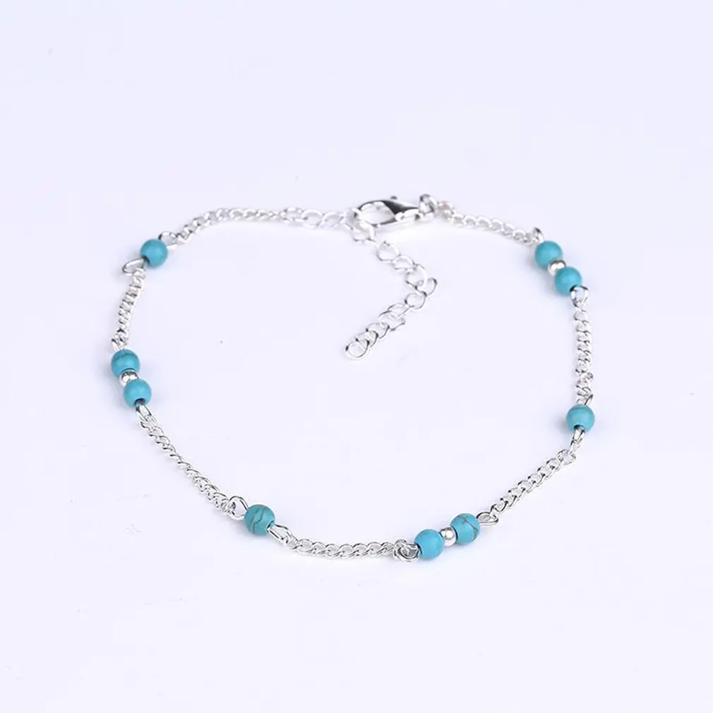 Летний простой серебристый цвет бисерная цепь анклет (браслет на ногу в богемном