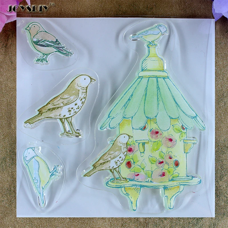 Красочные Птицы Птичий дом скрапбукинга DIY фото карты счет резиновый чистый