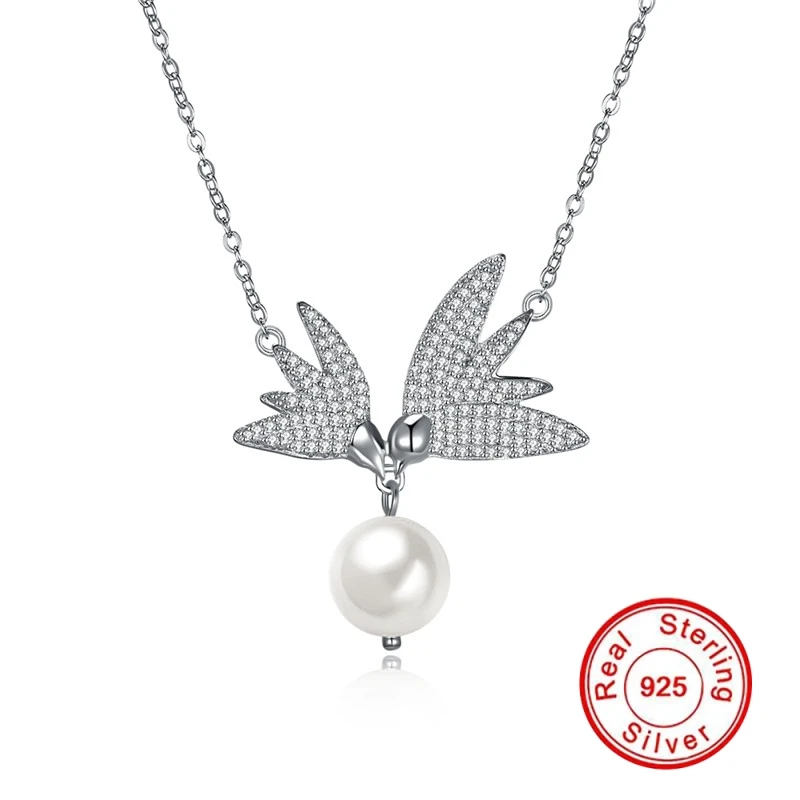 Necklace Swallow Certified 100% S925 Romantic Gift for Lover Engagement Anniversary glitz Austrian crystals CYPRIS | Украшения и