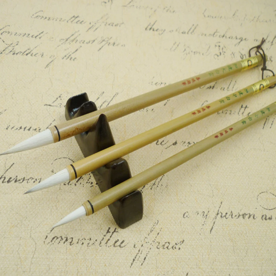 3pcs Chinese Calligraphy Brushes with bamboo penholder wool hair brush for painting calligraphy artist supplies | Канцтовары для