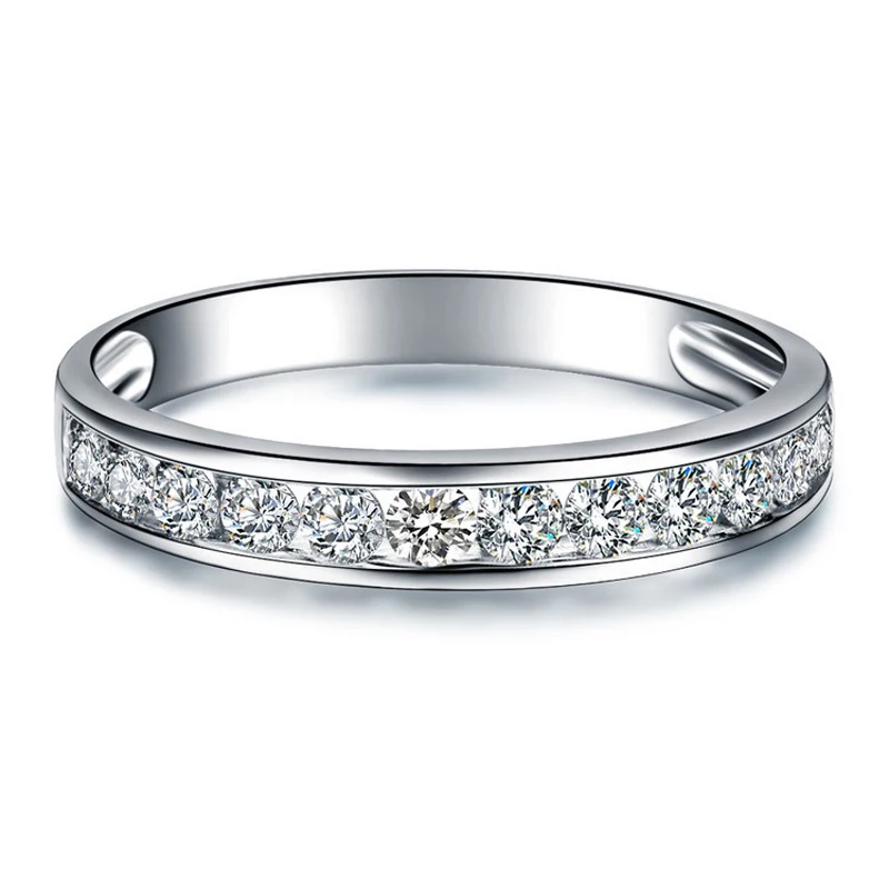 Обручальное кольцо ANI 18K из белого золота (AU750) обручальное с естественной