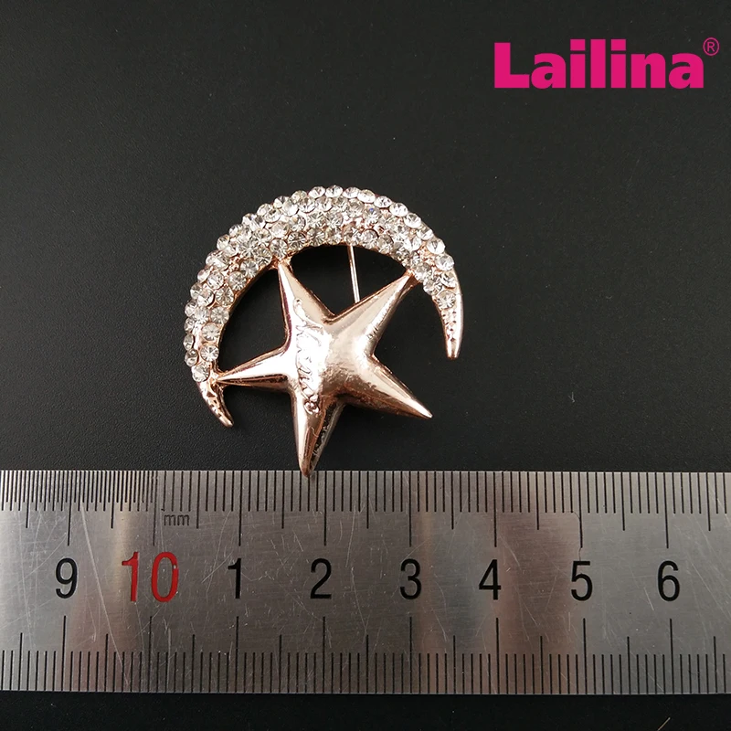 50pcs/lot Trendy Rhinestone Moon Cute Star Brooch Bouquet For Women Crystals Brooches Scarf Pins Wedding Accessories | Украшения и