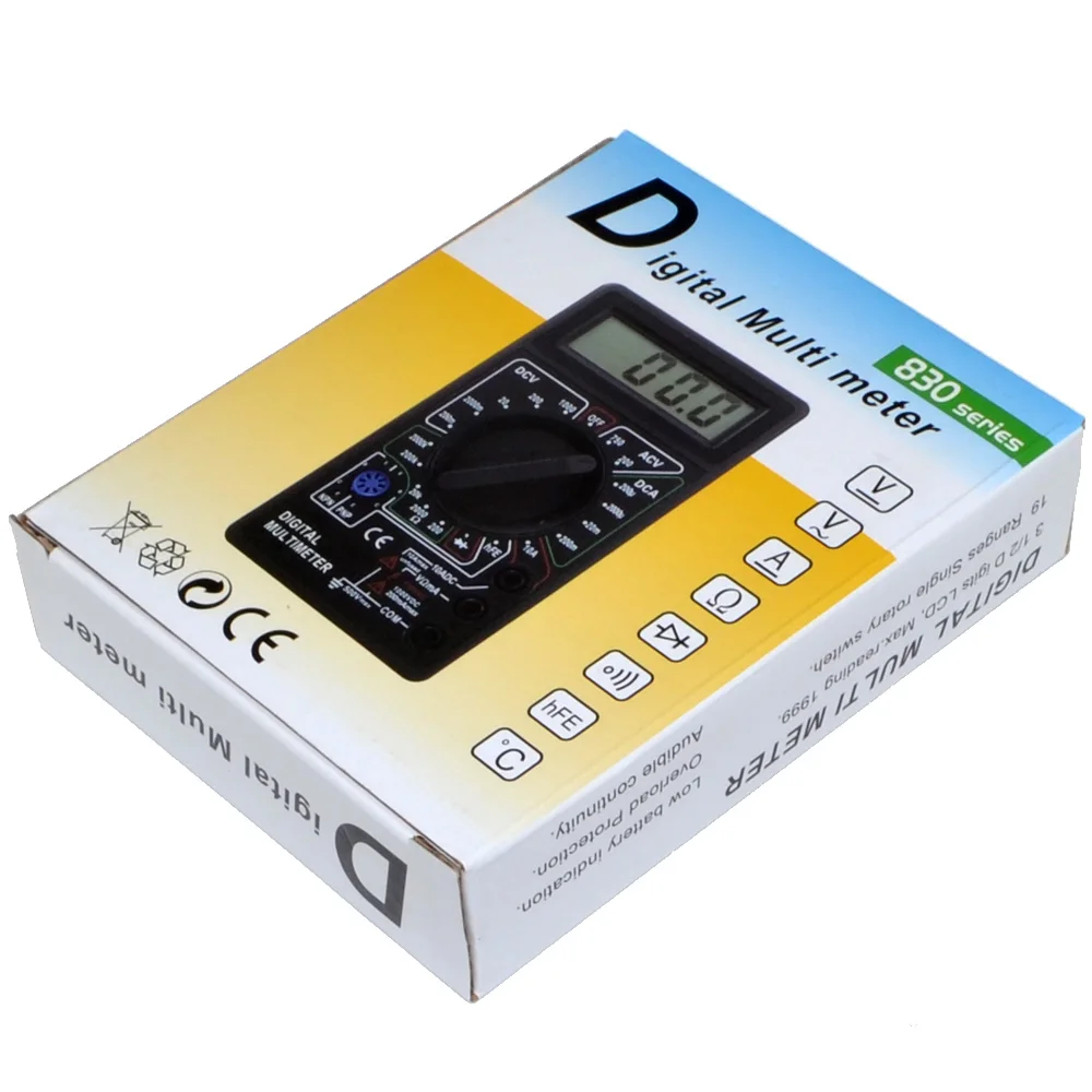 DT 838 цифровой мультиметр Ручной AC DC Вольт/ампер/Ом/измеритель температуры тестер