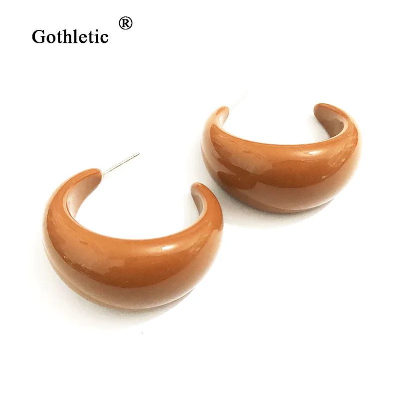 Серьги кольца Gothletic коричневые/красные 35 мм серьги из смолы для женщин модные