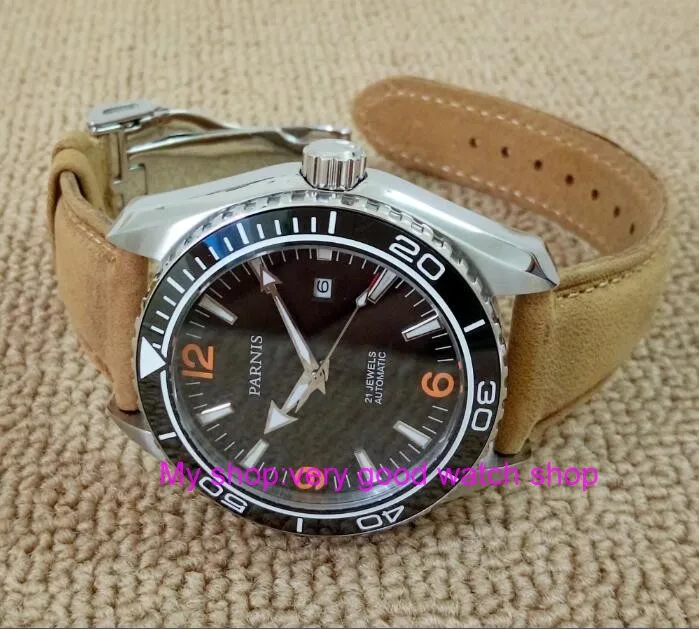 Мужские японские часы с сапфировым стеклом 45 мм 21 ювелирный драгоценный камень