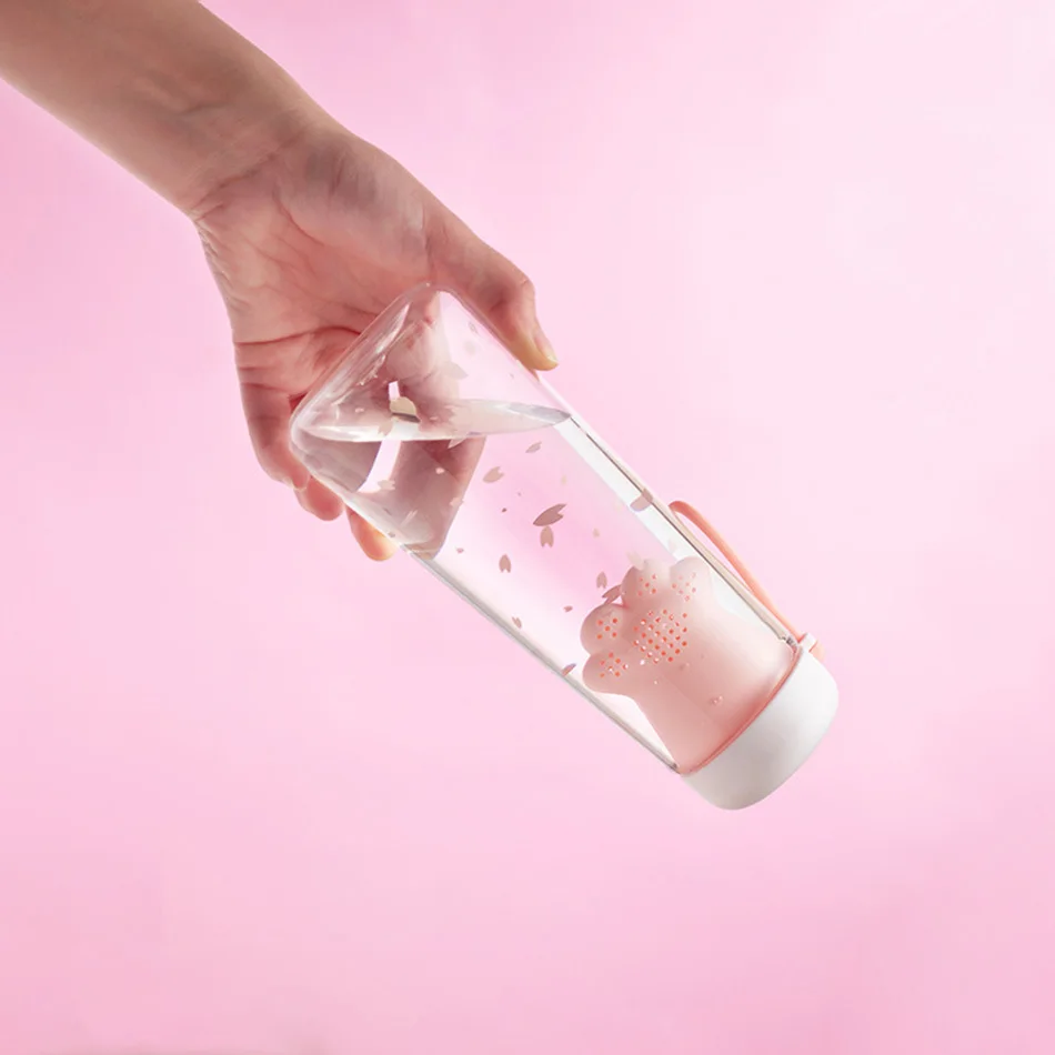 Cute Cat Foot Water Bottles Filter New Designed Summer Outdoor Sports Water Bottle Portable Girls Women Drinking Bottle