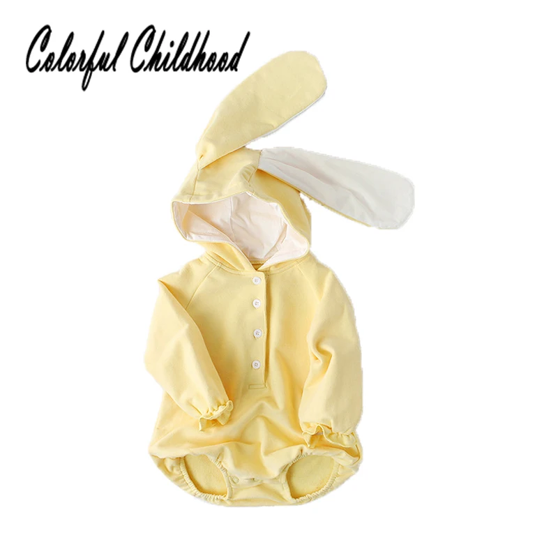 

Мягкий дышащий Детский комбинезон весна-осень Мультяшные длинные уши Кролик Дизайн Новорожденные комбинезоны детские пижамы 0-24 м