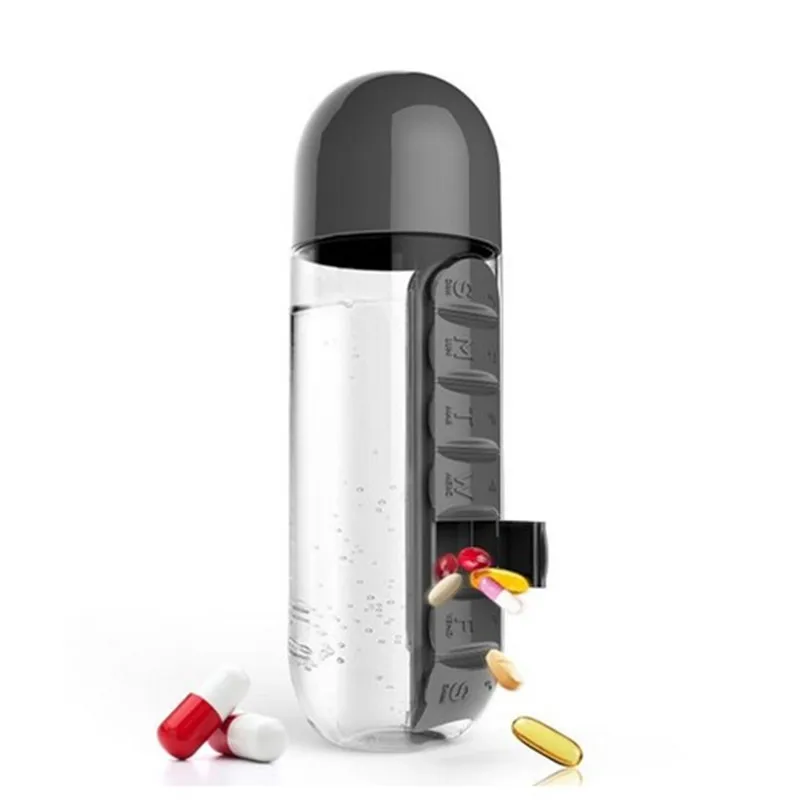 600 мл тритановая бутылка для воды с держателем таблеток многофункциональная