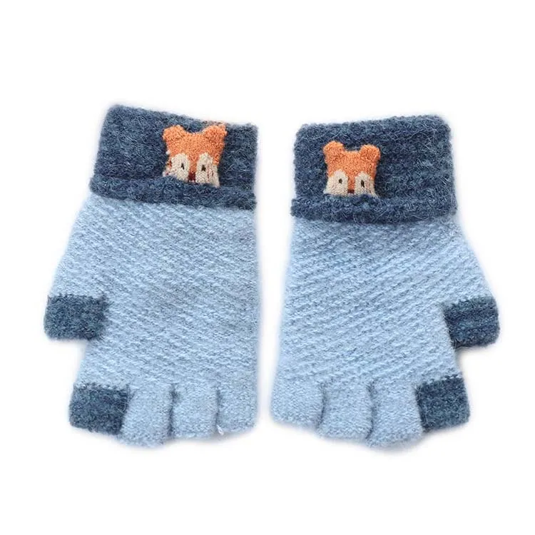 Перчатки детские зимние вязаные из лисьего меха G057 От 3 до 6 лет |