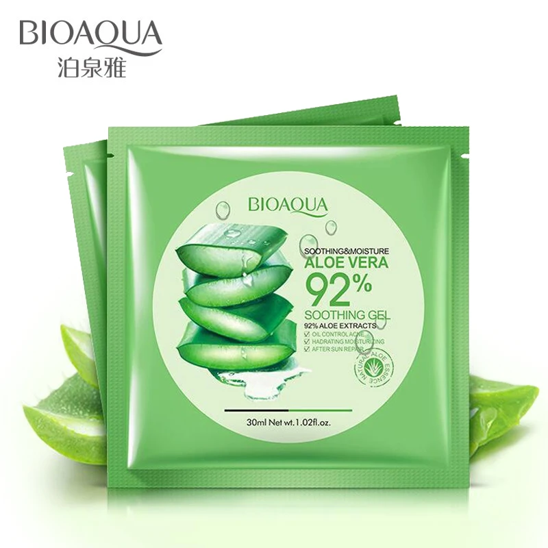 BIOAQUA, Натуральный гель с алоэ вера, маска для лица, увлажняющая, контроль жирности, сужает поры, маска для лица, обернутая маска, косметика, уход за кожей