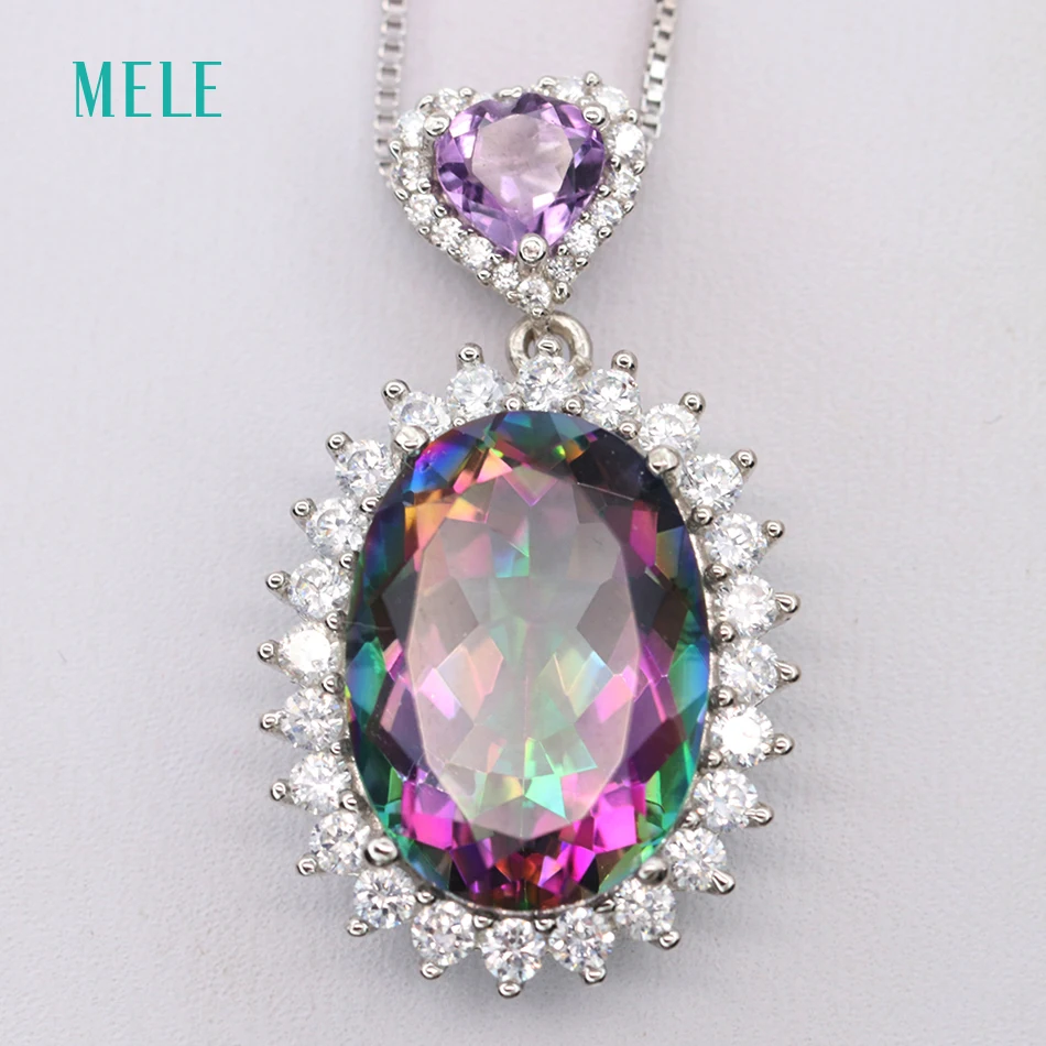 Натуральный мистический кварт Серебряный ювелирный набор Овальный 10 мм * 12 для