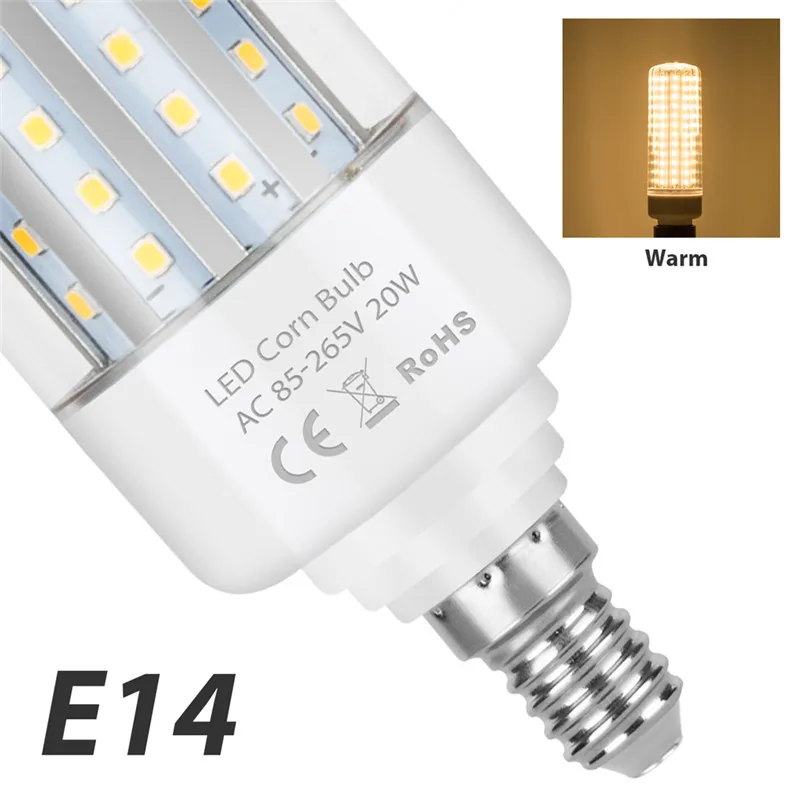 E14 Warm White SMD 2835 Светодиодная лампа E14 Светодиодная лампа-кукуруза lampadine Led E27 без мерцания светодиодные лампы 5 Вт 10 Вт 15 Вт 20 Вт лампы в форме свечи 220 V светодиодный настенный светильник для домашнего украшения - Испускаемый цвет: E14 Warm White