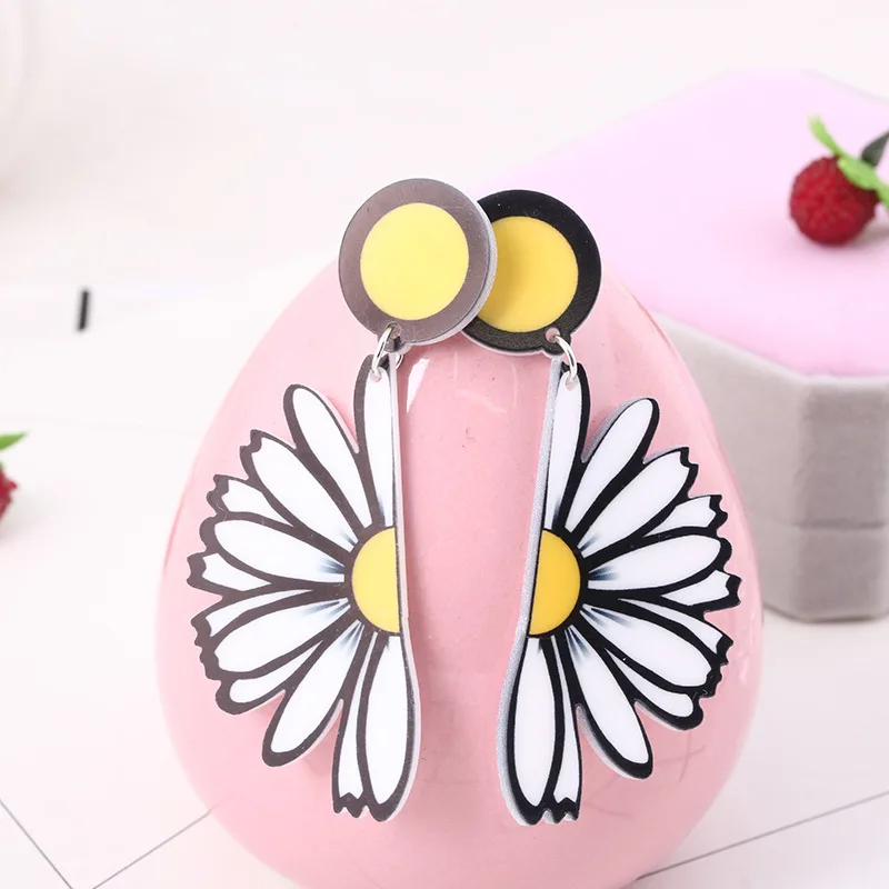 Новые женские полумаргаритки цветы акриловые серьги Boho большие длинные подвески