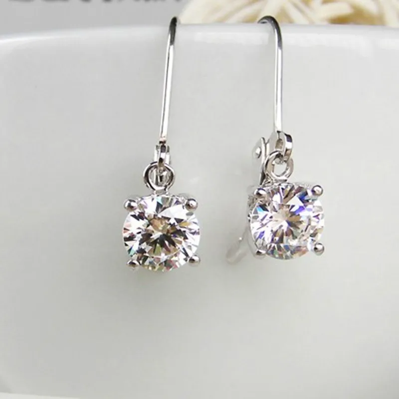 

1Ct/piece Round Diamond Luxury Brand Dangle Earrings Female Sterling Silver Hooked Anniversary Jewelry Earrings for Women S925
