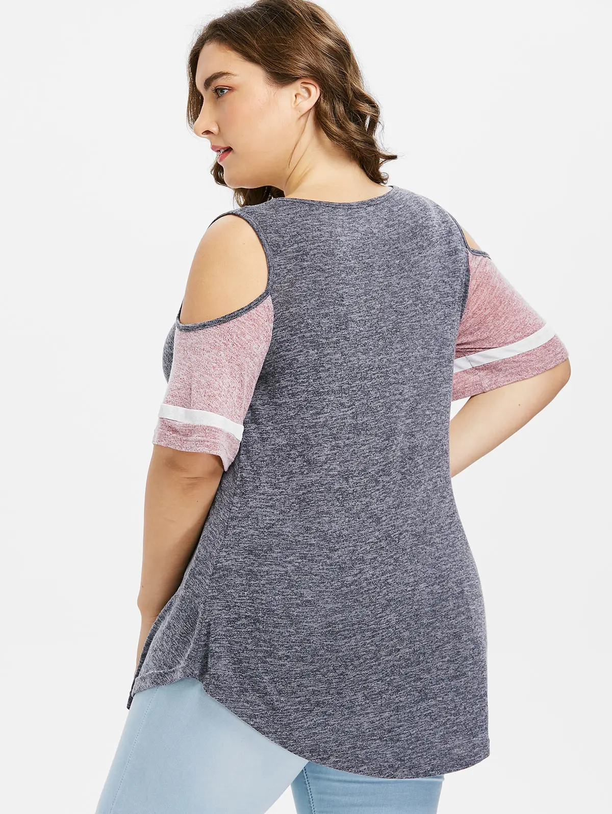 2018 Plus Size 5XL Color Block Swing T-Shirt Women T Shirt Summer Square Neck Half Sleeve Top Causal Tee Big Tops | Женская одежда