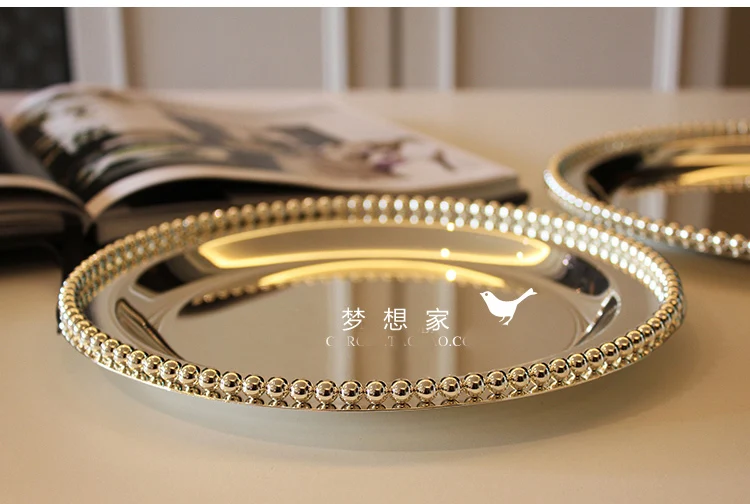 Диаметр 30 см/25 см серебряная круглая фотоплитка десертная тарелка для свадебных