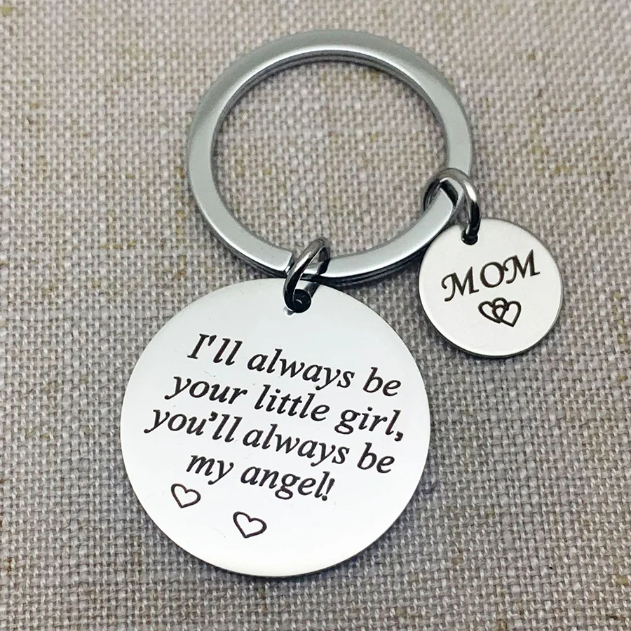 Daddy Mom Jewelry Keychain I'll Always Be Your Little Girl You'll My Hero/Angel Stainless keyring Father Mother Gift | Украшения и