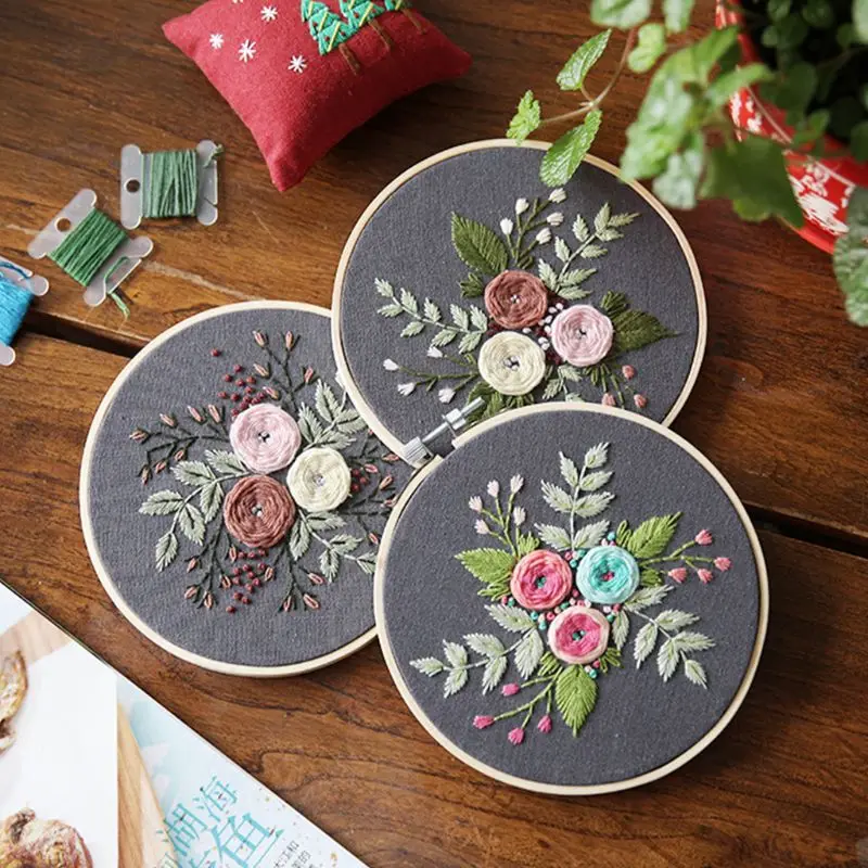 Европейские цветы DIY набор лент для вышивки с рамкой начинающих наборы рукоделие