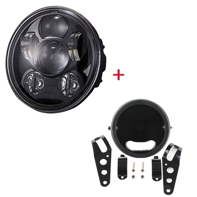 BLACL SET 5,75 дюймов светодиодный проектор 45 Вт фара с белыми огнями для Honda Shadow Aero Phantom VLX 600 750 - Цвет: BLACL SET