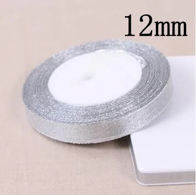 12mm silver 25y 3-50 мм Ручная работа Золотая и Серебряная лента 25 ярдов 22 м металлический блеск свадебное Рождественское украшение DIY тесьма карта Подарочная Упаковка - Цвет: 12mm silver 25y