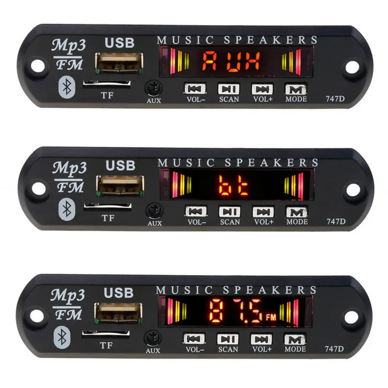 Цветной Bluetooth MP3 плеер беспроводной fm радиоприемник 3 Плата декодера USB 5 мм