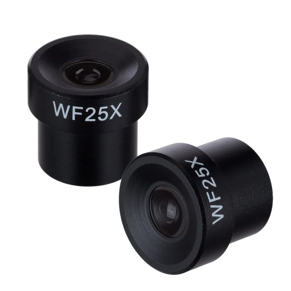 AmScope-par de lentes para microscopio, 25X, 23mm, EP25X23-V202