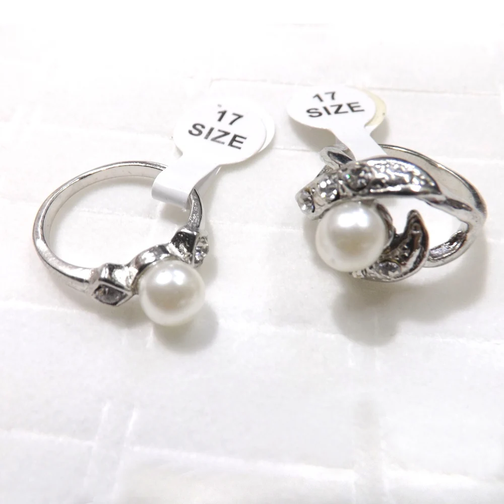 Модные кольца с имитацией жемчуга цвета металлик смешанные модели 50 шт./лот |