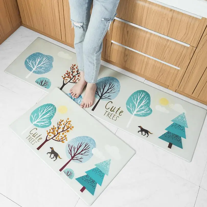C2 Long Kitchen Mat Bath Carpet Printing Mats PVC Leather Anti Slip Bottom Mat Waterproof Mat for Home Kitchen Oil-Proof Floor Mat - Цвет: C2