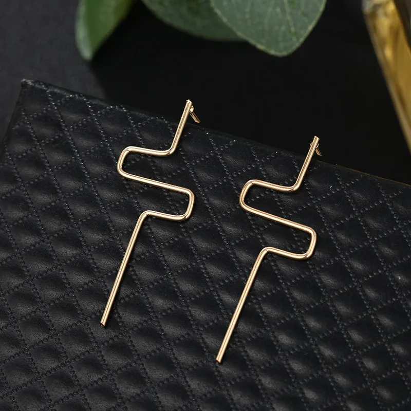 Unique Design Gold Silver Earrings Simple Minimalist Korean Style Jewelry Wire Drop For Women Brincos Fashion Gifts | Украшения и