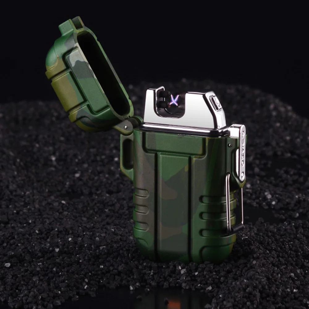 Usb-зажигалка, водонепроницаемая, для сигарет, для курения, с двойной дугой, зажигалка для улицы, кемпинга, спорта