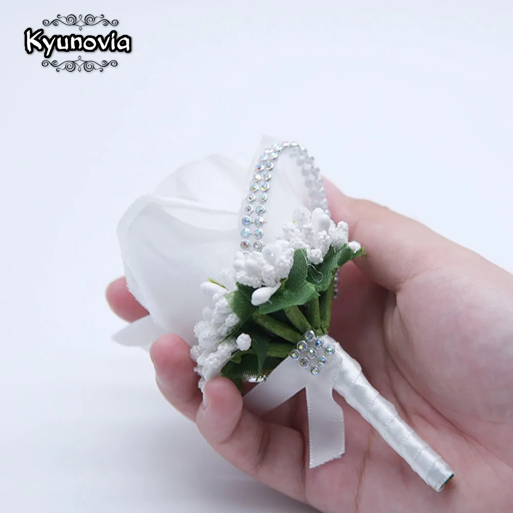 Мужская свадебная бутоньерка Kyunovia красная для жениха папы шелковая брошь с
