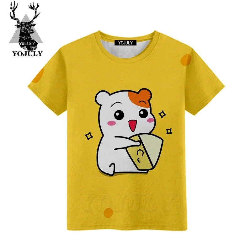 YOJULY2019 Hamtaro хомяка harajuku для мальчиков и девочек подростков 3d принтом Футболка с коротким рукавом Симпатичные футболки Модная детская одежда летние A42