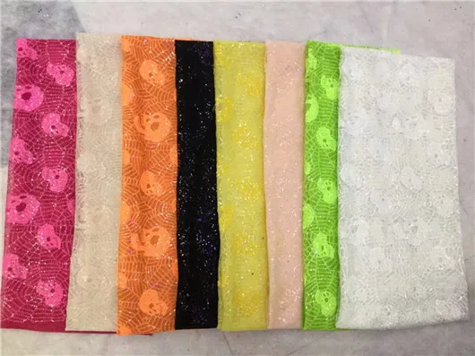 French Mesh Lace Fabric 2017 Hot Selling African With Embroidery Tulle Lemon green Cord Sequins | Дом и сад