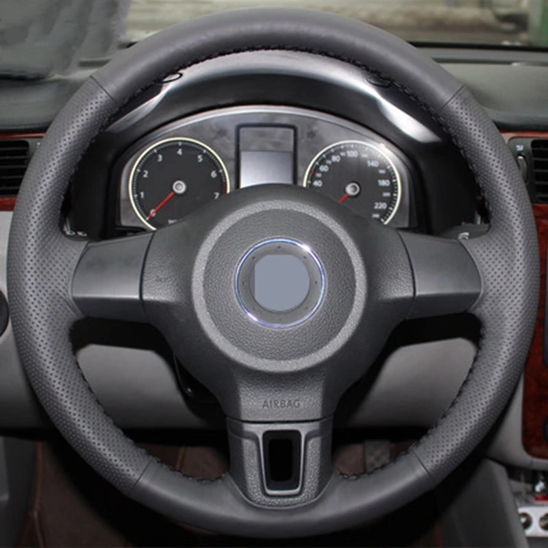 GNUPME черный кожаный чехол рулевого колеса автомобиля для Volkswagen Golf 6 Mk6 VW Polo Sagitar